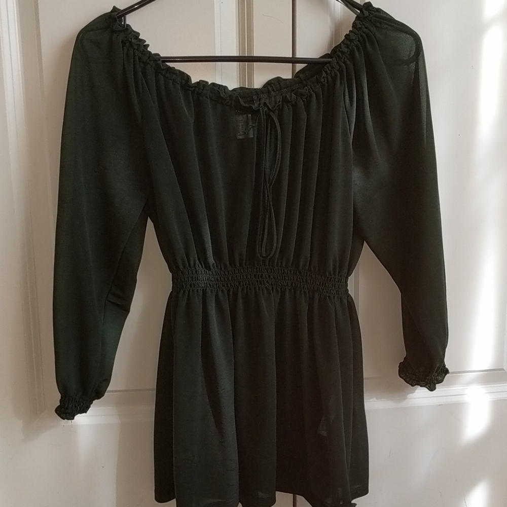 H&M Dark Green See Through Blouse